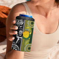 Custom Rugby New Zealand and South Africa 4 in 1 Can Cooler Tumbler Greatest Rivalry Silver Fern and Antelope