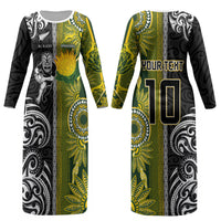 Custom Rugby New Zealand and South Africa Couples Matching Long Sleeve Bodycon Dress and Long Sleeve Button Shirt Greatest Rivalry Silver Fern and Antelope