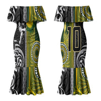 Custom Rugby New Zealand and South Africa Couples Matching Mermaid Dress and Hawaiian Shirt Greatest Rivalry Silver Fern and Antelope
