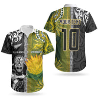 Custom Rugby New Zealand and South Africa Couples Matching Off Shoulder Short Dress and Hawaiian Shirt Greatest Rivalry Silver Fern and Antelope