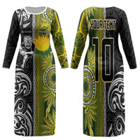 Custom Rugby New Zealand and South Africa Family Matching Long Sleeve Bodycon Dress and Hawaiian Shirt Greatest Rivalry Silver Fern and Antelope