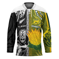 Custom Rugby New Zealand and South Africa Hockey Jersey Greatest Rivalry Silver Fern and Antelope