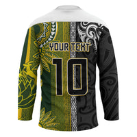 Custom Rugby New Zealand and South Africa Hockey Jersey Greatest Rivalry Silver Fern and Antelope