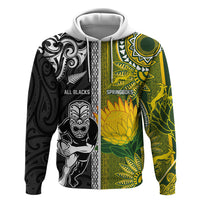 Custom Rugby New Zealand and South Africa Hoodie Greatest Rivalry Silver Fern and Antelope