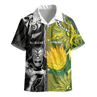 Custom Rugby New Zealand and South Africa Kid Hawaiian Shirt Greatest Rivalry Silver Fern and Antelope