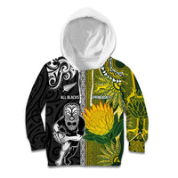 Custom Rugby New Zealand and South Africa Kid Hoodie Greatest Rivalry Silver Fern and Antelope