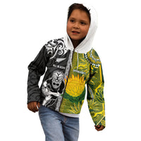 Custom Rugby New Zealand and South Africa Kid Hoodie Greatest Rivalry Silver Fern and Antelope