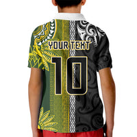 Custom Rugby New Zealand and South Africa Kid Polo Shirt Greatest Rivalry Silver Fern and Antelope