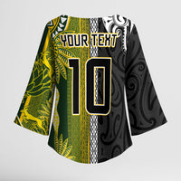 Custom Rugby New Zealand and South Africa Kimono Sleeve Blouse Greatest Rivalry Silver Fern and Antelope