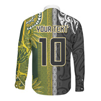 Custom Rugby New Zealand and South Africa Long Sleeve Button Shirt Greatest Rivalry Silver Fern and Antelope