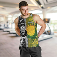 Custom Rugby New Zealand and South Africa Men Tank Top Greatest Rivalry Silver Fern and Antelope