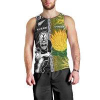 Custom Rugby New Zealand and South Africa Men Tank Top Greatest Rivalry Silver Fern and Antelope