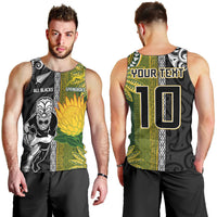 Custom Rugby New Zealand and South Africa Men Tank Top Greatest Rivalry Silver Fern and Antelope