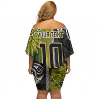 Custom Rugby New Zealand and South Africa Off Shoulder Short Dress Greatest Rivalry Silver Fern and Antelope
