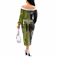 Custom Rugby New Zealand and South Africa Off The Shoulder Long Sleeve Dress Greatest Rivalry Silver Fern and Antelope
