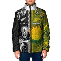Custom Rugby New Zealand and South Africa Padded Jacket Greatest Rivalry Silver Fern and Antelope