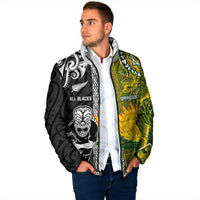 Custom Rugby New Zealand and South Africa Padded Jacket Greatest Rivalry Silver Fern and Antelope