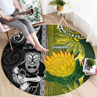 Rugby New Zealand and South Africa Round Carpet Greatest Rivalry Silver Fern and Antelope