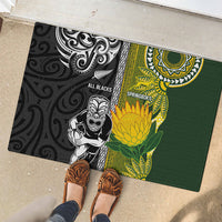 Rugby New Zealand and South Africa Rubber Doormat Greatest Rivalry Silver Fern and Antelope