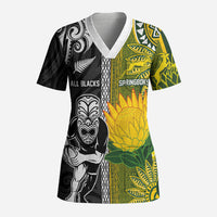 Custom Rugby New Zealand and South Africa Scrub Top Greatest Rivalry Silver Fern and Antelope