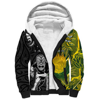 Custom Rugby New Zealand and South Africa Sherpa Hoodie Greatest Rivalry Silver Fern and Antelope