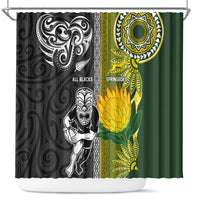 Rugby New Zealand and South Africa Shower Curtain Greatest Rivalry Silver Fern and Antelope