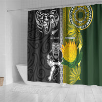 Rugby New Zealand and South Africa Shower Curtain Greatest Rivalry Silver Fern and Antelope