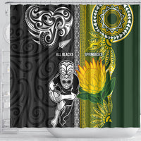 Rugby New Zealand and South Africa Shower Curtain Greatest Rivalry Silver Fern and Antelope