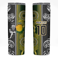 Custom Rugby New Zealand and South Africa Skinny Tumbler Greatest Rivalry Silver Fern and Antelope