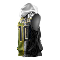 Custom Rugby New Zealand and South Africa Sleeveless Hoodie Greatest Rivalry Silver Fern and Antelope