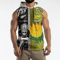 Custom Rugby New Zealand and South Africa Sleeveless Hoodie Greatest Rivalry Silver Fern and Antelope