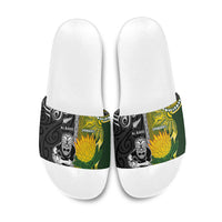 Rugby New Zealand and South Africa Slide Sandals Greatest Rivalry Silver Fern and Antelope