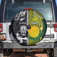 Rugby New Zealand and South Africa Spare Tire Cover Greatest Rivalry Silver Fern and Antelope