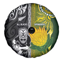 Rugby New Zealand and South Africa Spare Tire Cover Greatest Rivalry Silver Fern and Antelope