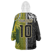 Custom Rugby New Zealand and South Africa Wearable Blanket Hoodie Greatest Rivalry Silver Fern and Antelope