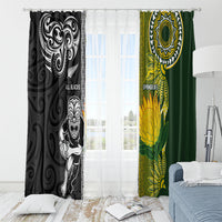Rugby New Zealand and South Africa Window Curtain Greatest Rivalry Silver Fern and Antelope