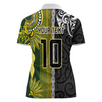 Custom Rugby New Zealand and South Africa Women Polo Shirt Greatest Rivalry Silver Fern and Antelope