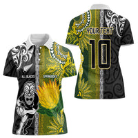Custom Rugby New Zealand and South Africa Women Polo Shirt Greatest Rivalry Silver Fern and Antelope