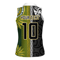 Custom Rugby New Zealand and South Africa Women Sleeveless Polo Shirt Greatest Rivalry Silver Fern and Antelope