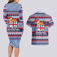 fiji-christmas-couples-matching-long-sleeve-bodycon-dress-and-hawaiian-shirt-fijian-santa-and-coat-of-arms-mix-tapa-pattern-striped-style