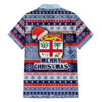 Fiji Christmas Family Matching Off Shoulder Maxi Dress and Hawaiian Shirt Fijian Santa and Coat of Arms Mix Tapa Pattern Striped Style LT03 - Polynesian Pride
