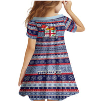 Custom Fiji Christmas Family Matching Mermaid Dress and Hawaiian Shirt Fijian Santa and Coat of Arms Mix Tapa Pattern Striped Style LT03 - Polynesian Pride