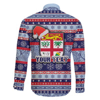Custom Fiji Christmas Family Matching Mermaid Dress and Hawaiian Shirt Fijian Santa and Coat of Arms Mix Tapa Pattern Striped Style LT03 - Polynesian Pride