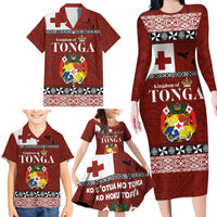 Tongan Culture Family Matching Long Sleeve Bodycon Dress and Hawaiian Shirt Ngatu Art Tattoo and Emblem of Tonga LT03 - Polynesian Pride