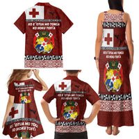 Tongan Culture Family Matching Tank Maxi Dress and Hawaiian Shirt Ngatu Art Tattoo and Emblem of Tonga
