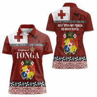 Tongan Culture Women Polo Shirt Ngatu Art Tattoo and Emblem of Tonga LT03 - Polynesian Pride