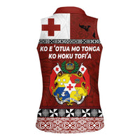 Tongan Culture Women Sleeveless Polo Shirt Ngatu Art Tattoo and Emblem of Tonga LT03 - Polynesian Pride