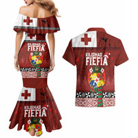 Tongan Christmas Couples Matching Mermaid Dress and Hawaiian Shirt Kilisimasi Fiefia with Ngatu Art Tattoo LT03 - Polynesian Pride