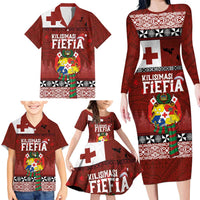 Tongan Christmas Family Matching Long Sleeve Bodycon Dress and Hawaiian Shirt Kilisimasi Fiefia with Ngatu Art Tattoo LT03 - Polynesian Pride