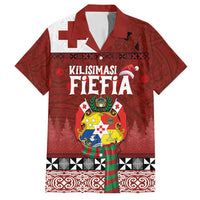 Tongan Christmas Family Matching Long Sleeve Bodycon Dress and Hawaiian Shirt Kilisimasi Fiefia with Ngatu Art Tattoo LT03 Dad's Shirt - Short Sleeve Red - Polynesian Pride